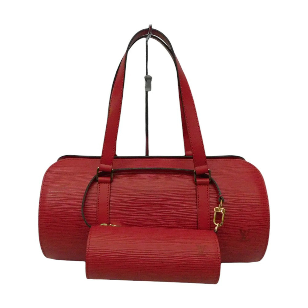 LOUIS VUITTON Soufflot Handbag Clutch Cylindrical Epi Leather Red